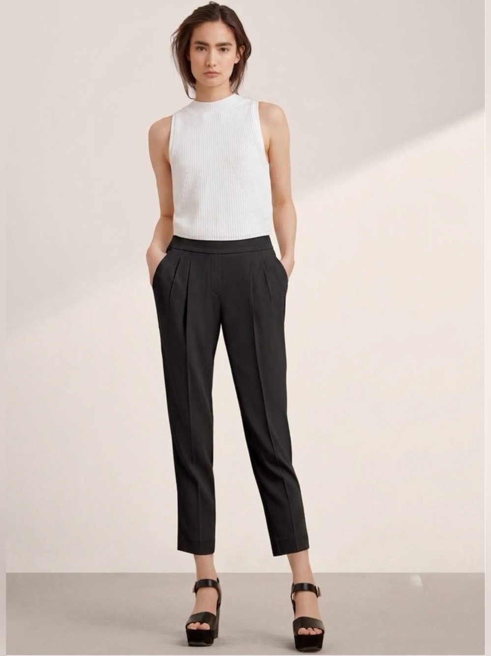 Babaton Atelier Cohen Pants Size 10 Black Tailored Trousers Career Office Fall